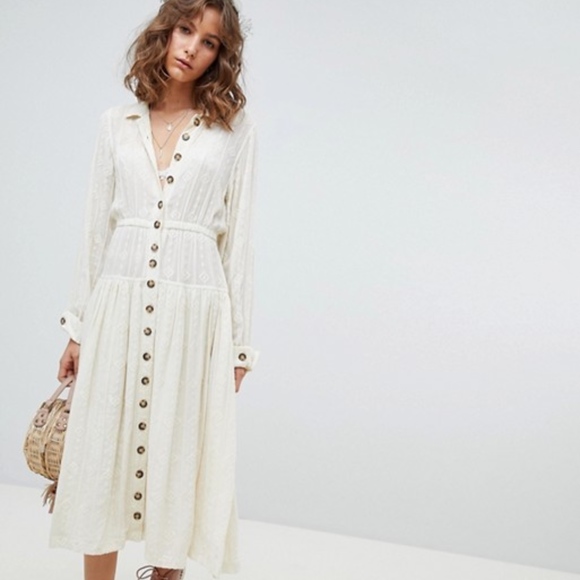 Free People Dresses & Skirts - SALE NWOT DIAMOND HEAD EMBROIDERED SHIRT DRESS